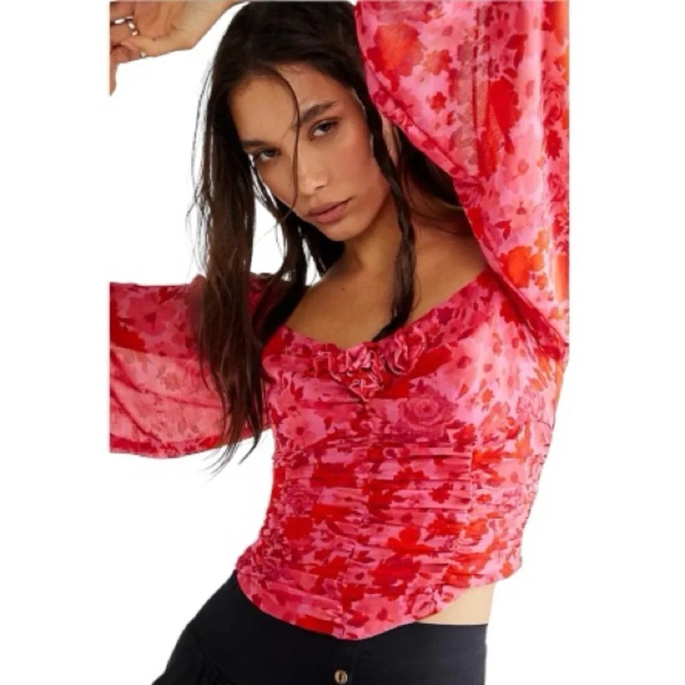 Free People Oh Lala Floral Rosette Top size XS